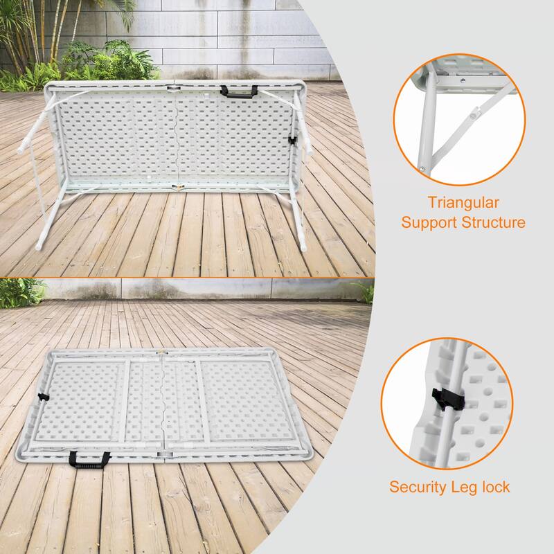 4ft Foldable Table for Camping White