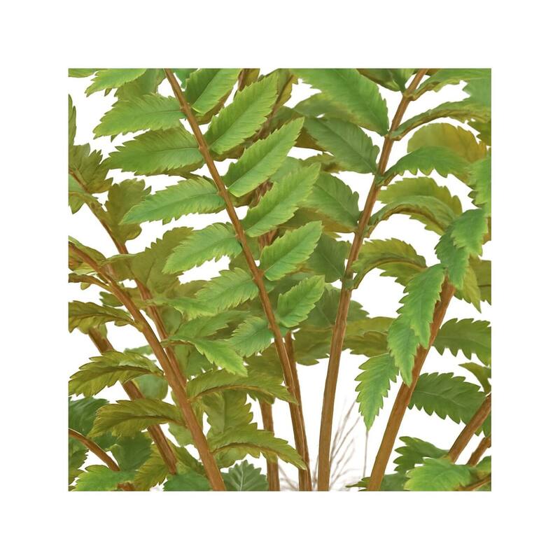 HomeStock Leather Fern Plant in Square Metal Planter - Realistic Artificial Fern for Industrial Style Spaces - 36
