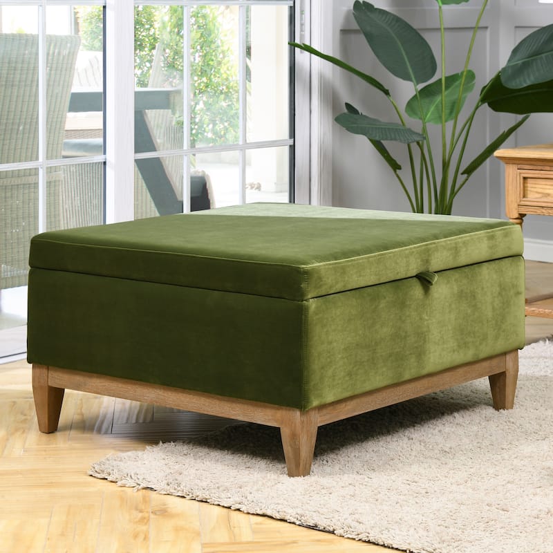 Knox 35" Modern Farmhouse Storage Cocktail Ottoman