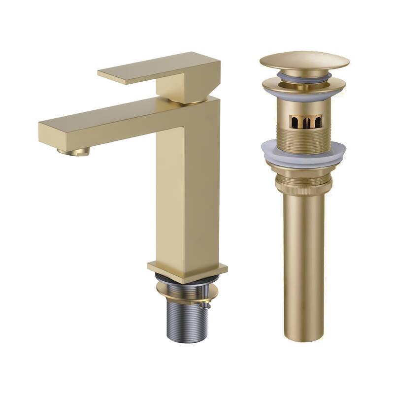 Fine Fixtures Modern Single Hole Bathroom Sink Faucet with Pop-up Drain and Strainer Basket
