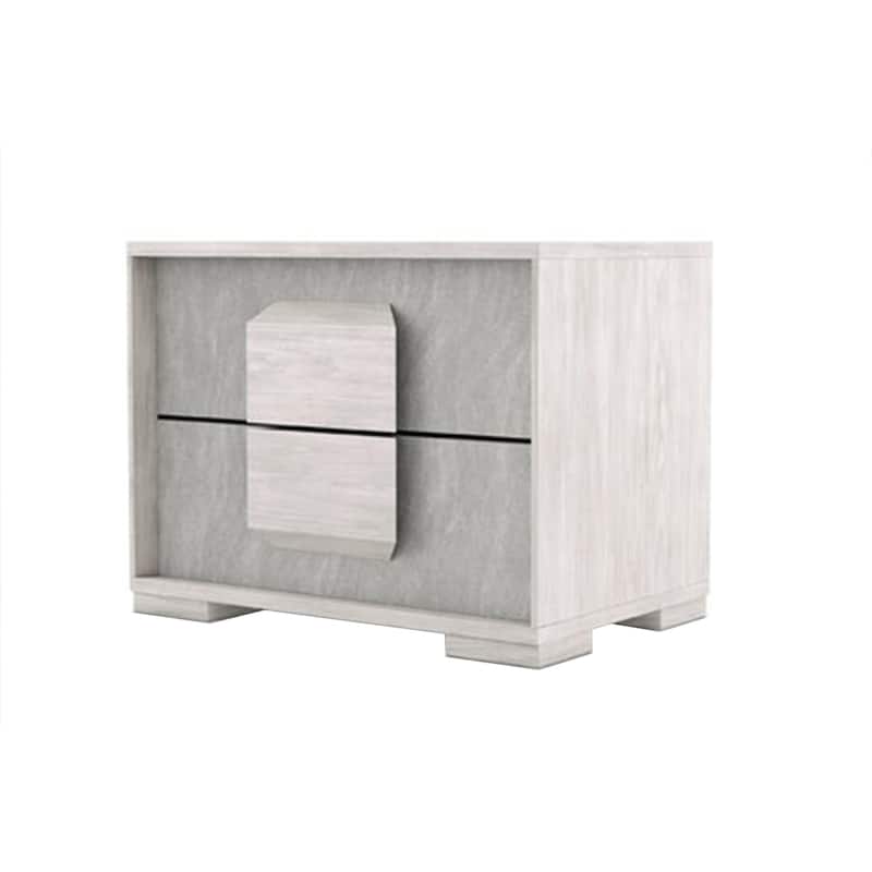 Nomi Nightstand, 2 Drawers and Melamine Top, Stone Gray Front, 24 Inch