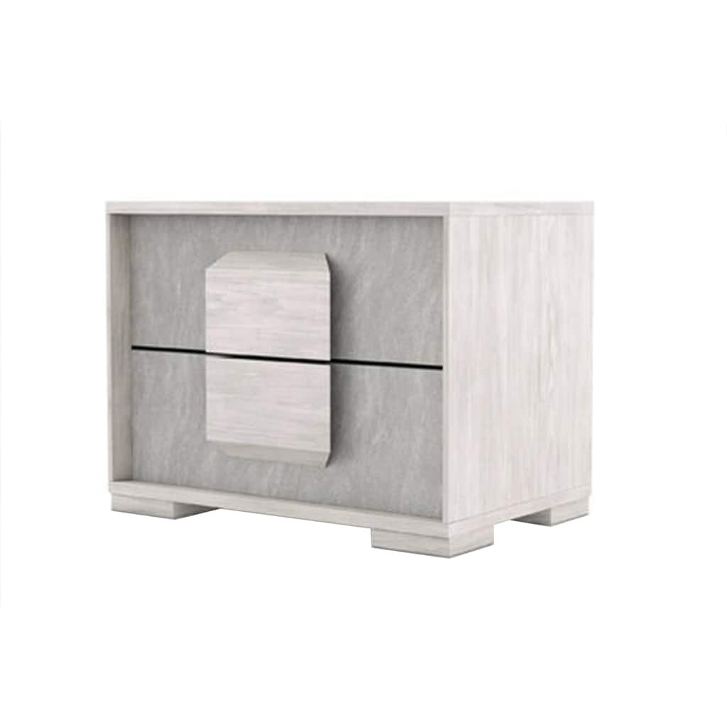 Nomi Nightstand, 2 Drawers and Melamine Top, Stone Gray Front, 24 Inch