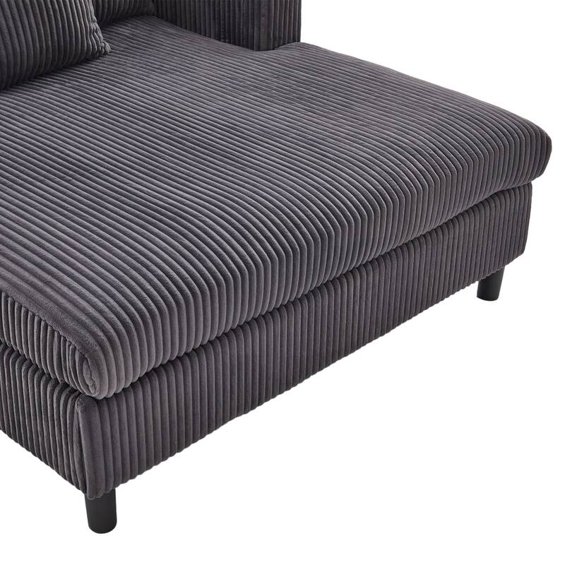 GDFStudio - Corduroy Recliner Sofa with USB Charging, RGB LED Light Strip - Suitable for Living Room and Bedroom