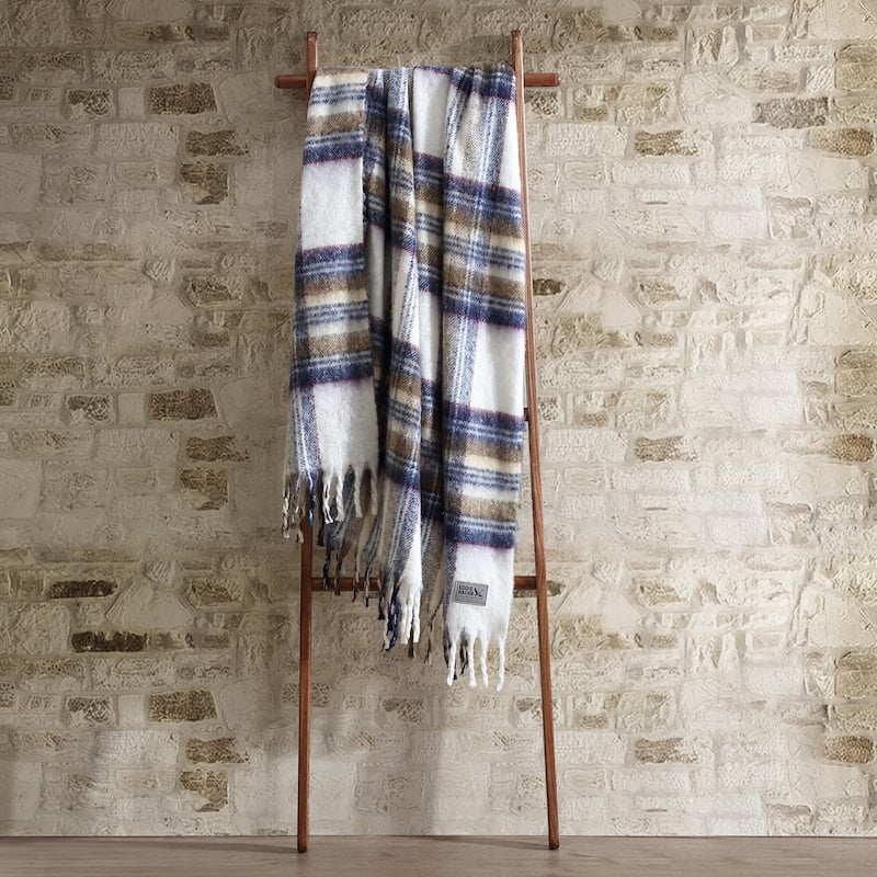 Eddie Bauer Cozy Printed Throw Blanket - Edgewood Plaid Beige