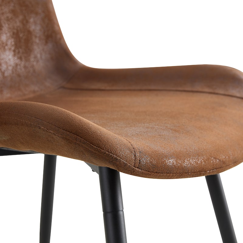 Suede Dining Chair with Curved Widened Cushion, Black Metal Legs, Armless Side Chair for Dining Room, Kitchens, Office