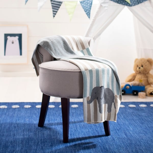 slide 2 of 2, SAFAVIEH Baby Collection Harlo Throw - Beige / Teal - 32" x 40" - 32" x 40" 32" x 40" - Animals - Teal