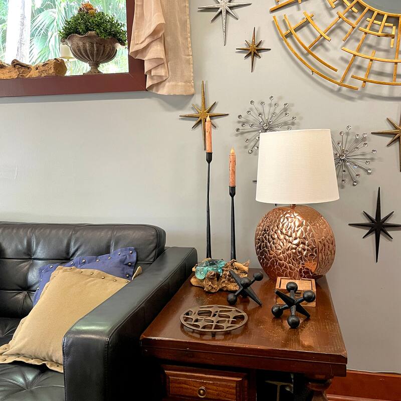 Cast Iron Stars Trivet Bronze Finish, 8" Round, Mid Century Modern - 0.5 X 8 X 8 inches
