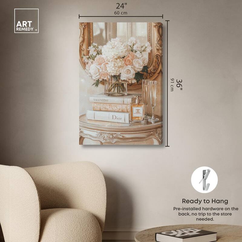 Mirror and Classy Glam Books Canvas by Art Remedy, Gallery Wrapped