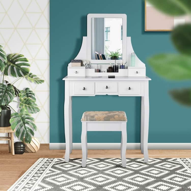 5 Drawers Removable Box Makeup Dressing Vanity Set - 31.5" x 16" x 55" (L x W x H)