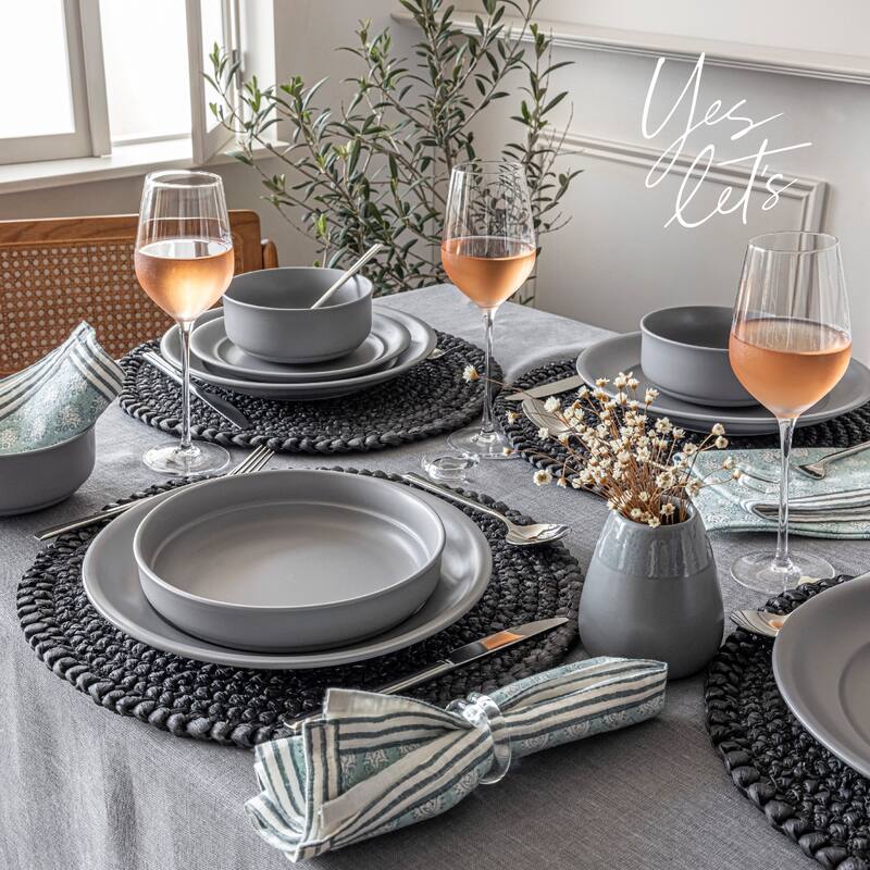 over&back Rimmed Semi-Matte Stoneware Dinner Bowls - 32oz