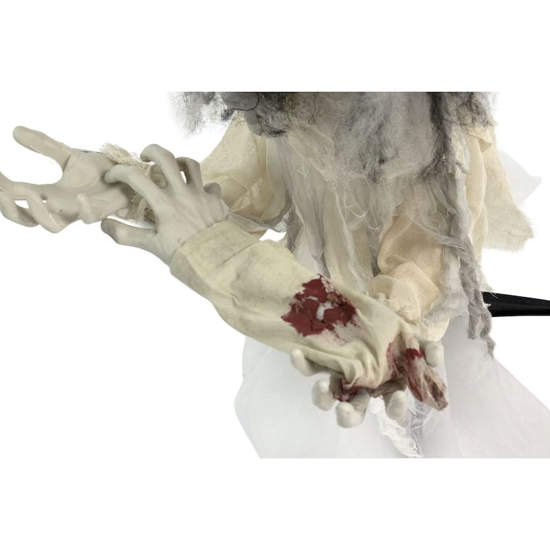 Haunted Hill Farm 31 In. Groundbreaker Animatronic Bride, Indoor/Outdoor Halloween Decoration, Flashing Red Eyes, Battery