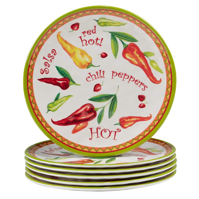 Certified International Red Hot Melamine Salad/Dessert Plates (Set of 6)