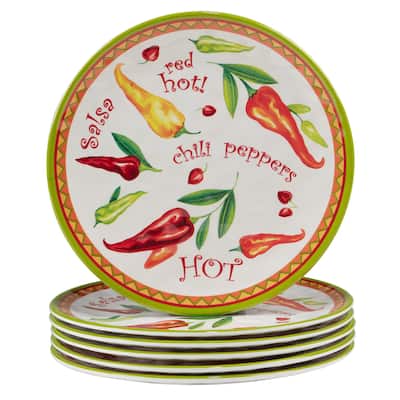 Certified International Red Hot Melamine Salad/Dessert Plates (Set of 6)