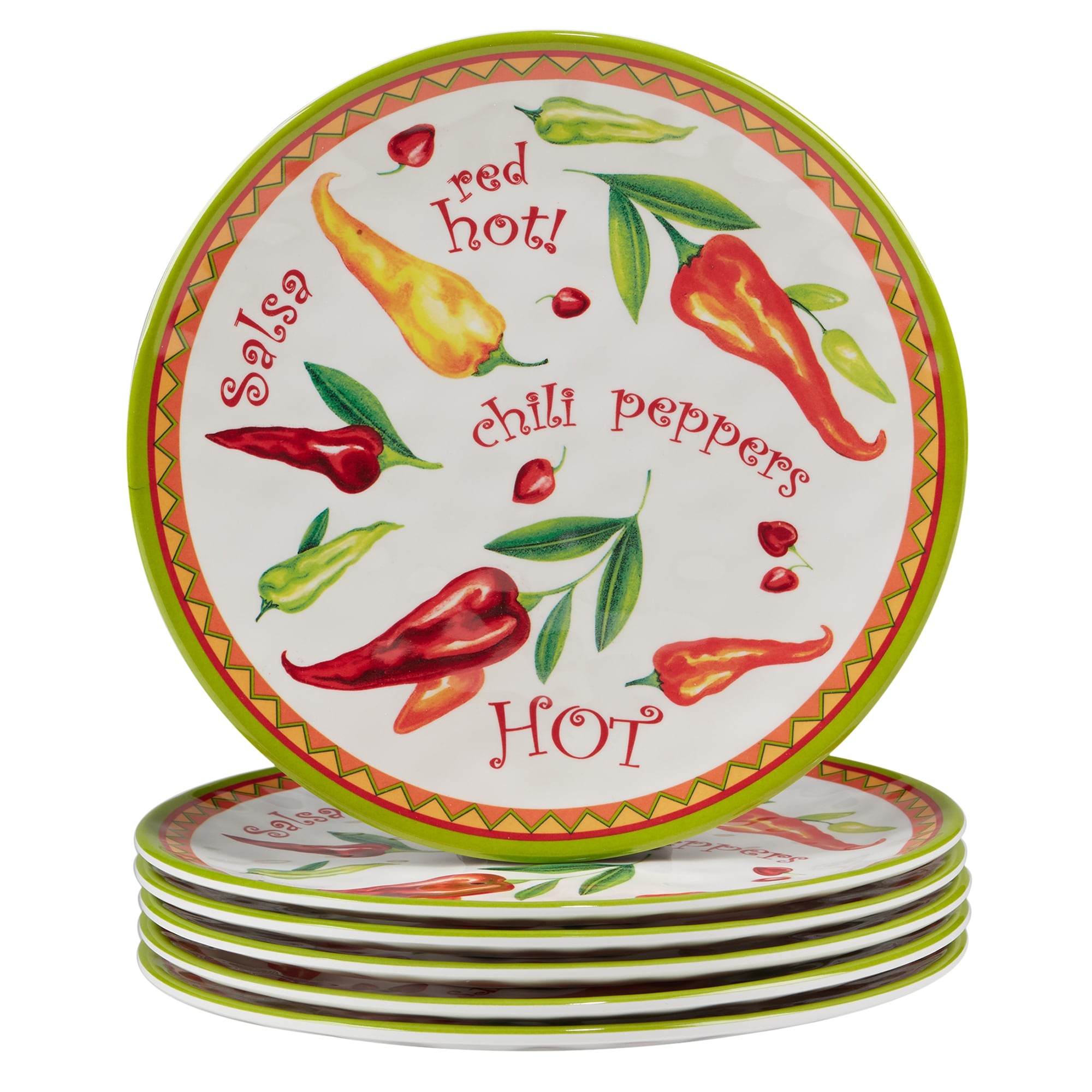Certified International Red Hot Melamine Salad/Dessert Plates (Set of 6)