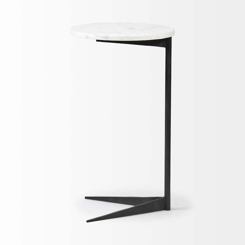HomeRoots 27" Black And White Marble Round End Table - 15' X '27' X '15