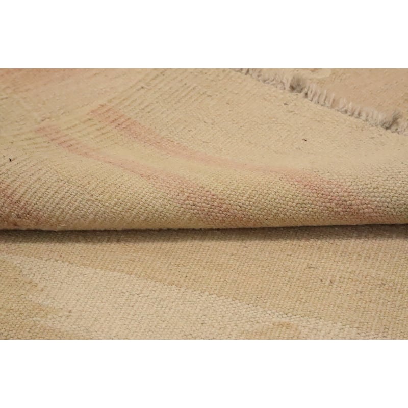 Hand Woven Oriental 100% Wool Carpet Southwestern Tribal Beige & Ivories Kilim Area Rug - 7' 0'' X 4' 9''