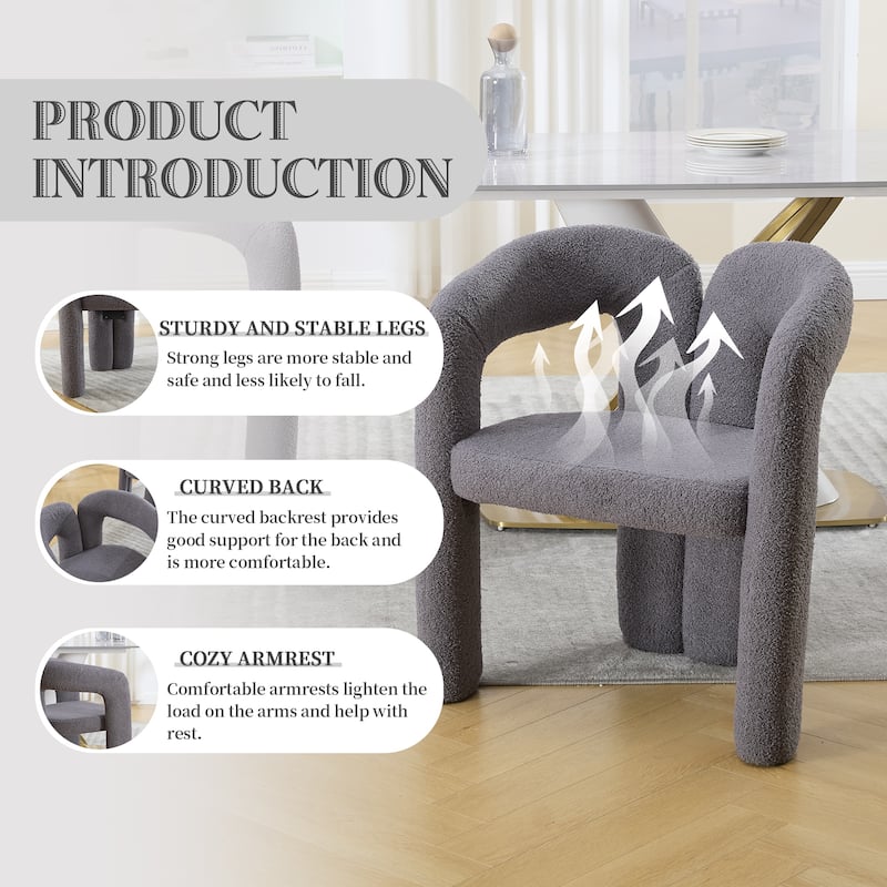 Roomfitters Modern Boucle Accent Chairs, Set of 2, Upholstered Arched Back Dining or Lounge Chairs for Living Room or Office