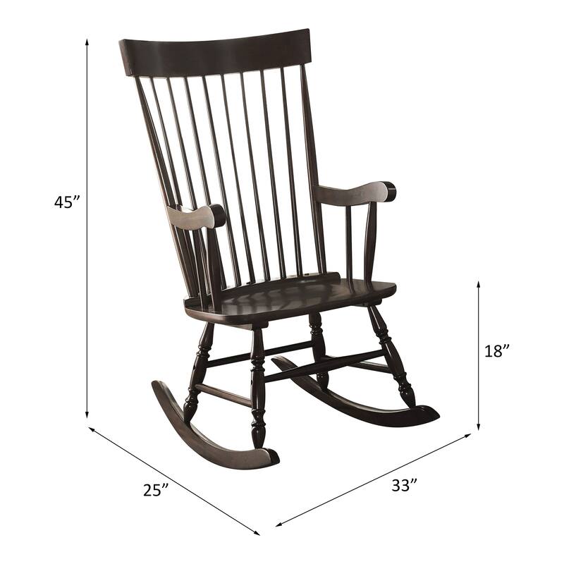 Black Finish Rocking Chair Constructed of solid hardwood,Beautifully designed with wide seat and armrest