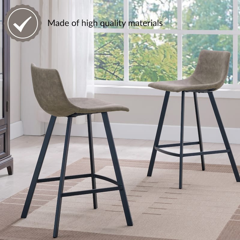 Leick Home Upholstered Steel Base Microfiber Bar Stool Set of 2 - N/A