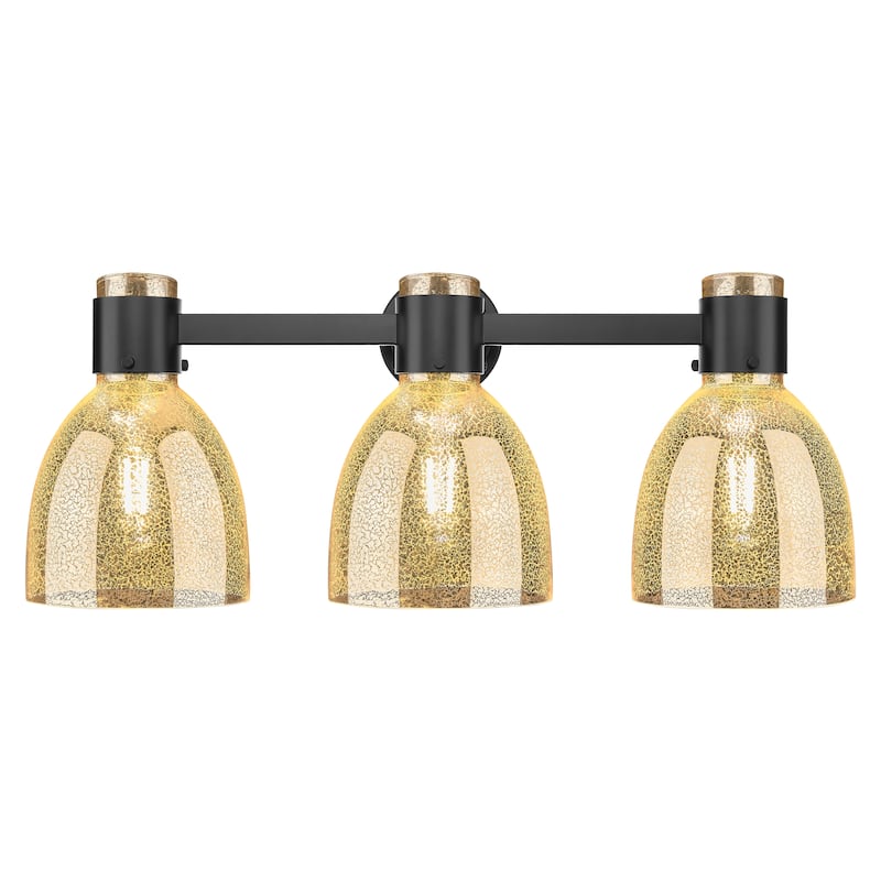 Innovations Lighting Downtown Urban - Lawton Bell - 3 Light 24" Wall-Mounted Bath Vanity Light - Mercury/Matte Black