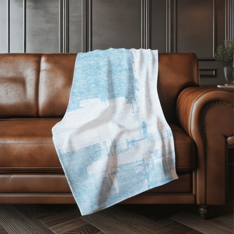 Premium Machine Washable Abstract Contemporary Sherpa Throw Blanket - Sky - 4'2" x 5'10"
