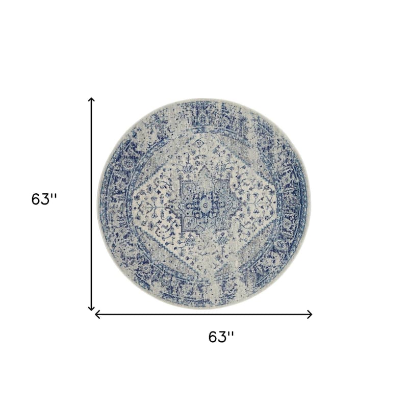 HomeRootsFloral Medallion Transitional Round Area Rug - 63' X '63' X '0.5