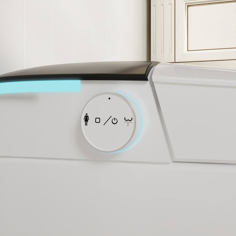 Smart One-Piece Toilet with Built-in Bidet, Heated Seat, Auto Open Lid, UV-C Sterilization, Remote Control, White