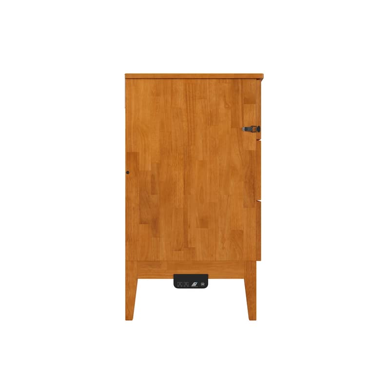 Solid Wood Murphy Bed Chest with Mattress & Charger - Space Saving Bed for Guest Room, Studio Apartment
