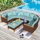 preview thumbnail 18 of 42, 12-Seat Outdoor Wicker Half-Round Furniture Set, Half-Moon Sectional Sofa All Weather Curved Conversation Set 9-Seat - Type D