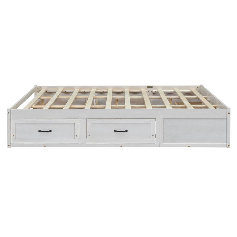 Queen Size MDF Platform Bed with 6 Storage Drawers