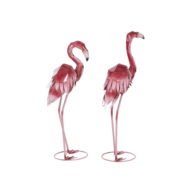 Metal Flamingo Tall Textured Ombre Decorative Garden Sculpture - Set of 2 Pink - Roche River Decor
