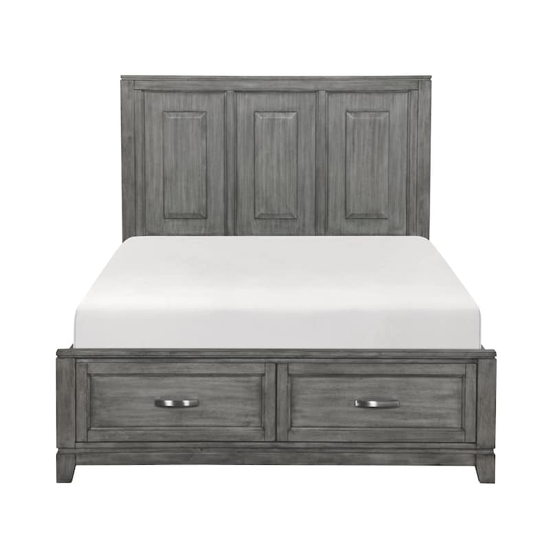 Gray Finish 3pc Bedroom Set Platform Storage Bed and Two Nightstands