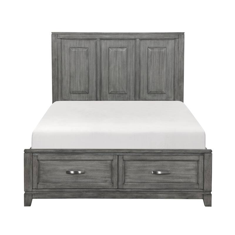 Rustic Gray Bedroom Furniture 3pc Bed Dresser Mirror Set