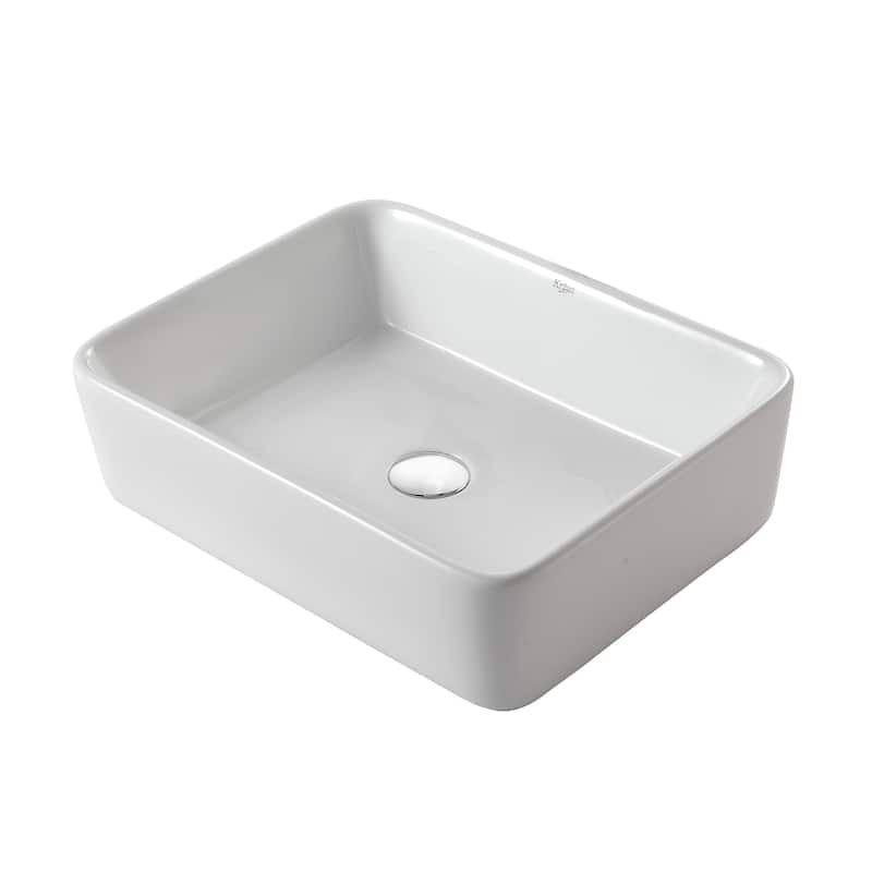 Kraus Elavo 19 inch Rectangle Porcelain Ceramic Vessel Bathroom Sink
