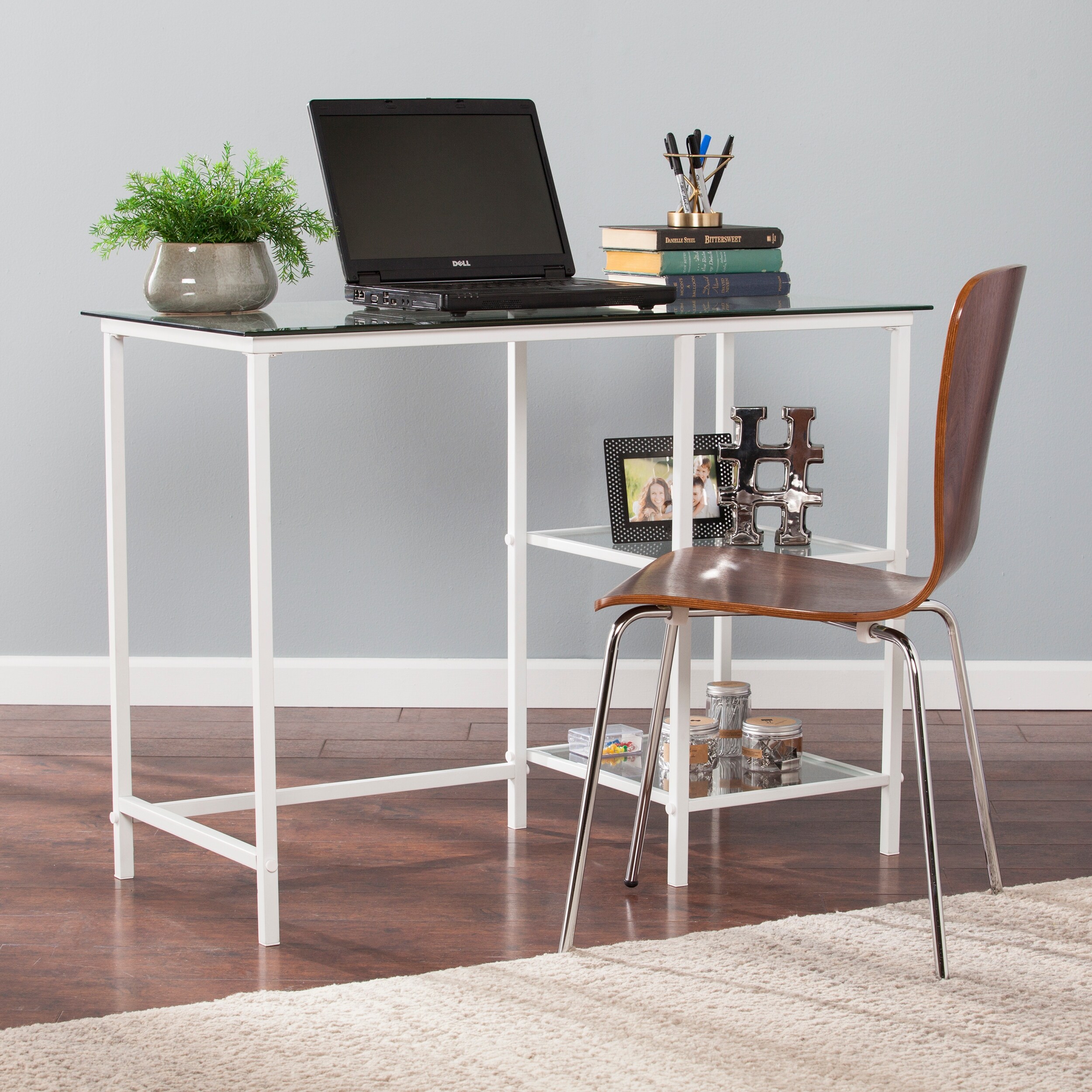 Metal glass corner desk sale