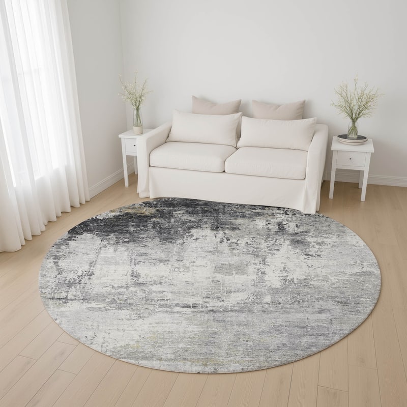 Premium Washable Super Soft Abstract Glam Mayfield Rug - Gray - 8' x 8'