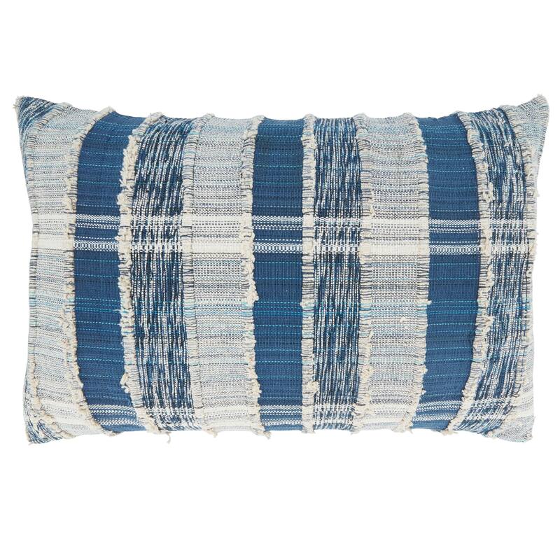 Cotton Pillow With Striped Woven Design - 16"x24" - Polyester