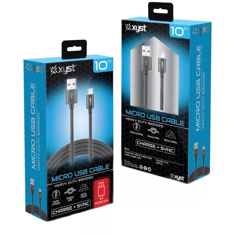 Xyst Charge and Sync USB to Micro USB Braided Cable 10Ft