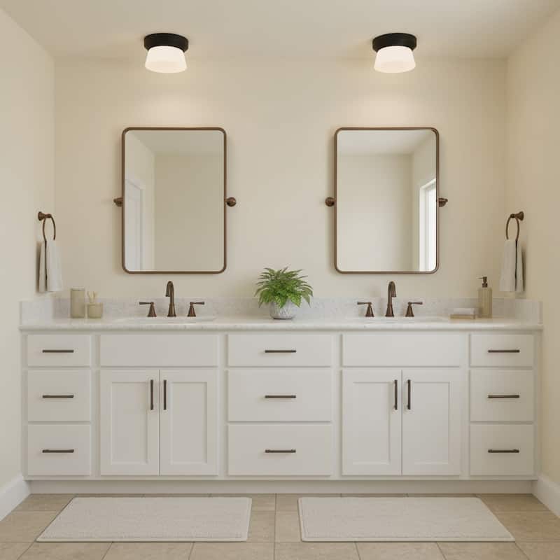 7 Inch LED Flush Mount Light Etched White Glass Shade Dimmable - Black - Black