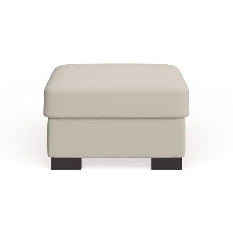 Lionel White Cotton Fabric Down-Filled Ottoman by iNSPIRE Q Artisan