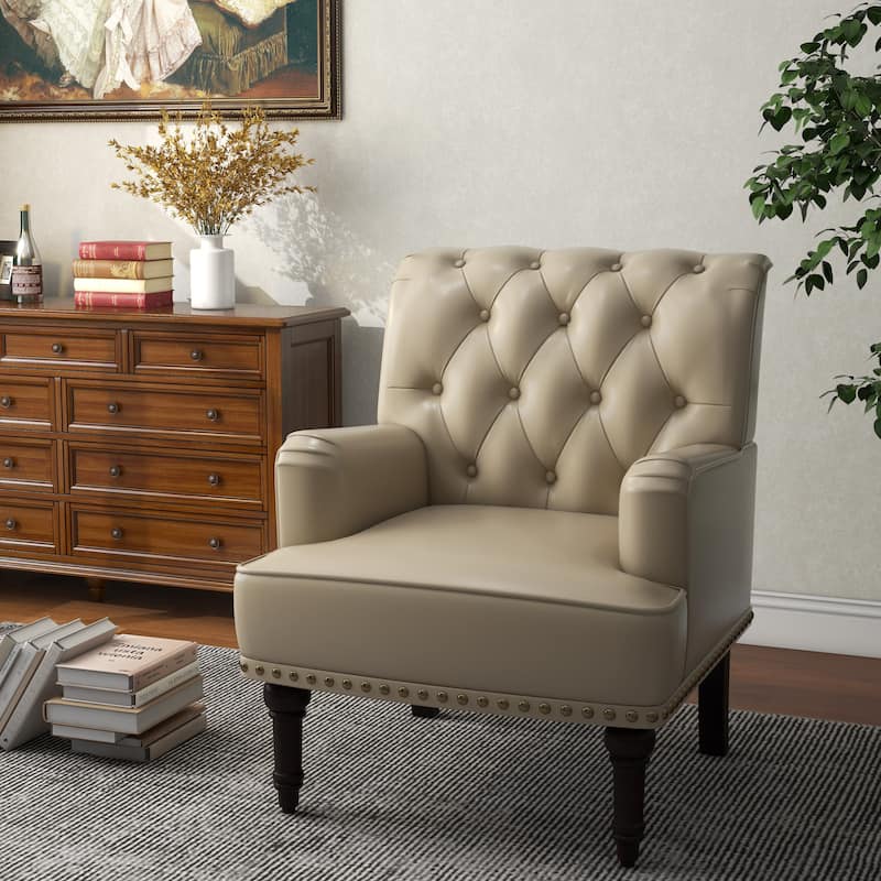 PU Leather Living Room Accent Chair with Tufted Back