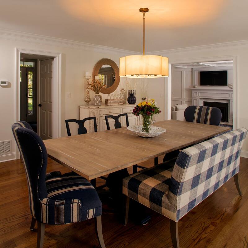 6-Light Dimmable Chandelier with Drum Fabric Shade