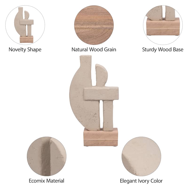 Sagebrook Home Ecomix Table Sculpture - Elegant Mango Wood Base, Transform Your Space with Artistic Flair