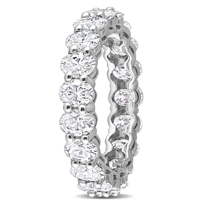 Miadora 3 4/5ct DEW Oval Cut Created Moissanite Eternity Ring in 14k White Gold