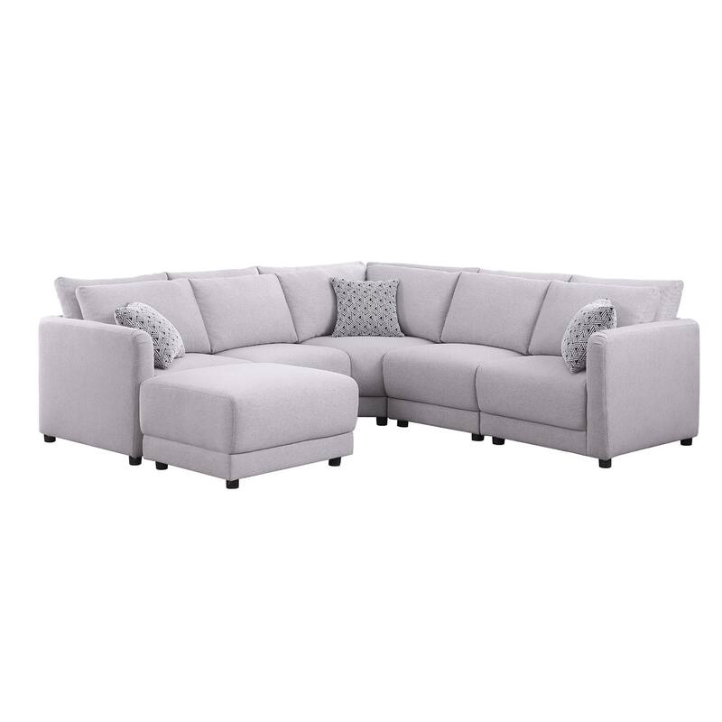 Reversible L-Shape Sectional Sofa with Ottoman in Light Gray