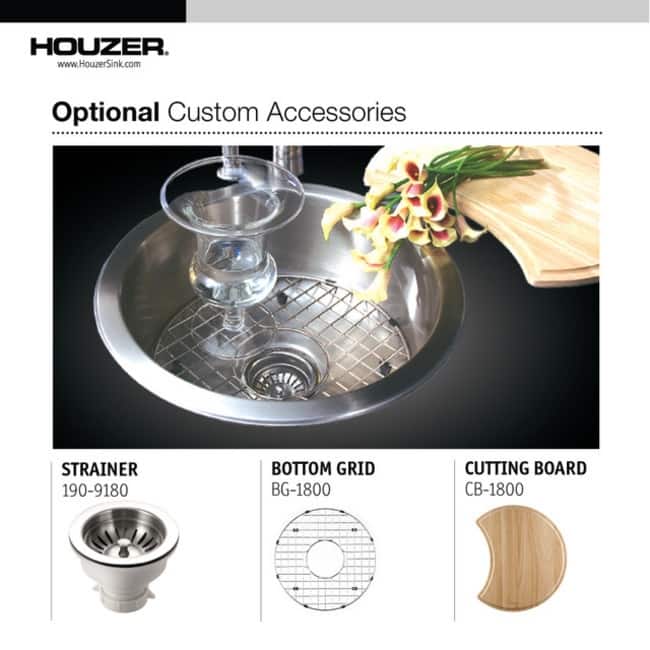 Houzer Medallion 17-1/2" Single Basin Drop In 18-Gauge Stainless Steel - Stainless Steel