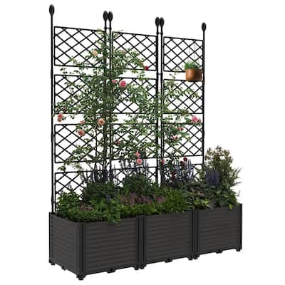 Plant Box, Raised Garden Bed with Trellis for Backyard Patio