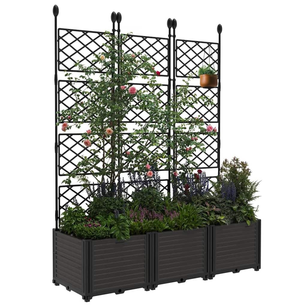 Plant Box, Raised Garden Bed with Trellis for Backyard Patio