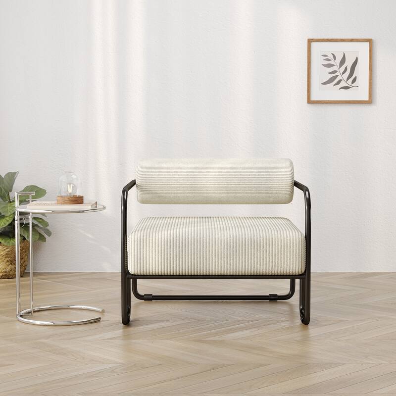 Living Room Iron Accent Chair,Corduroy Upholstered Arm Chair