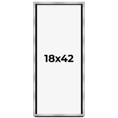 18x42 Shadow Box Frame Silver | 1.375 Inches Deep Real Wood